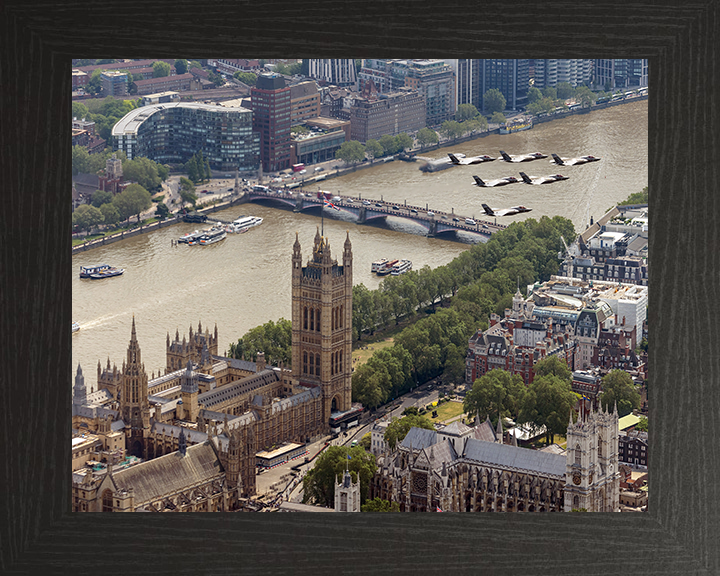 RAF F35Bs over Westminster London Photo Print - Royal Air Force Aircraft Hampshire Prints 10 x 8 Black Frame No