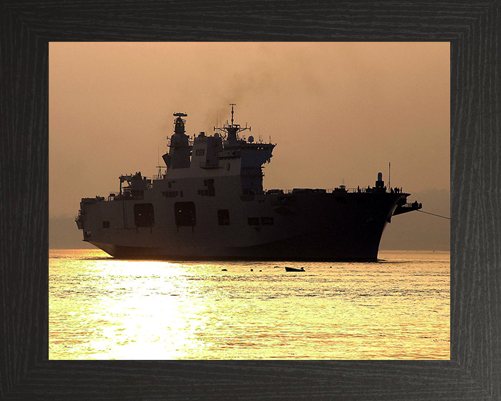 HMS Ocean (L12) Photo Print - at Sunset 2001 - Royal Navy Landing Platform Helicopter