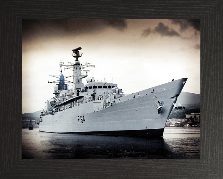 HMS Brave (F94) Royal Navy Type 22 Frigate Low Starboard Bow View Photo Print Wall Art Decor Posters, Prints, & Visual Artwork Hampshire Prints 10 x 8 Black Frame No