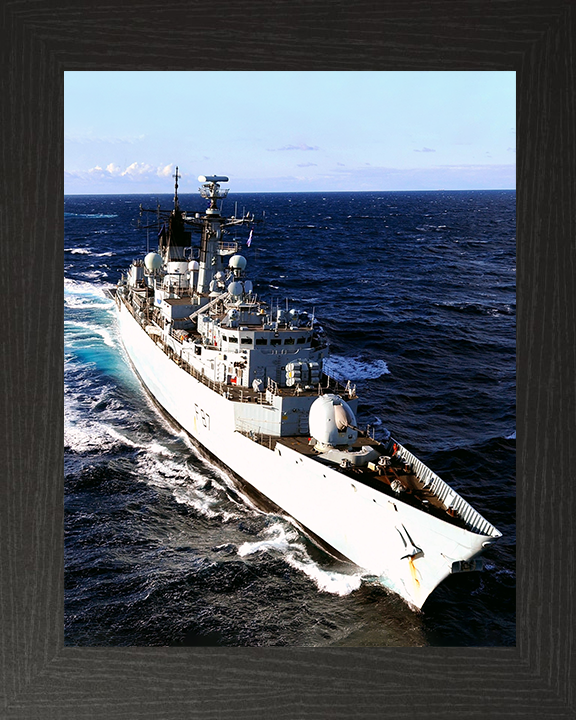 HMS Chatham (F87) Royal Navy Type 22 Frigate High Bow View Photo Print Wall Art Decor Posters, Prints, & Visual Artwork Hampshire Prints 10 x 8 Black Frame No