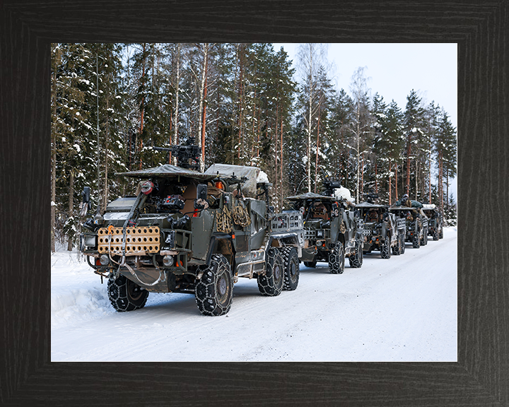 British Army Jackal 2 and Coyote Vehicles in the Snow Photo Print Wall Art Military vehicle Decor Poster Posters, Prints, & Visual Artwork Hampshire Prints 10 x 8 Black Frame No