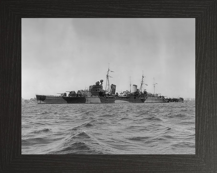HMS Phoebe (43) Photo Print - At Sea 1950 - Royal Navy Dido Class Cruiser Posters, Prints, & Visual Artwork Hampshire Prints 10 x 8 Black Frame No