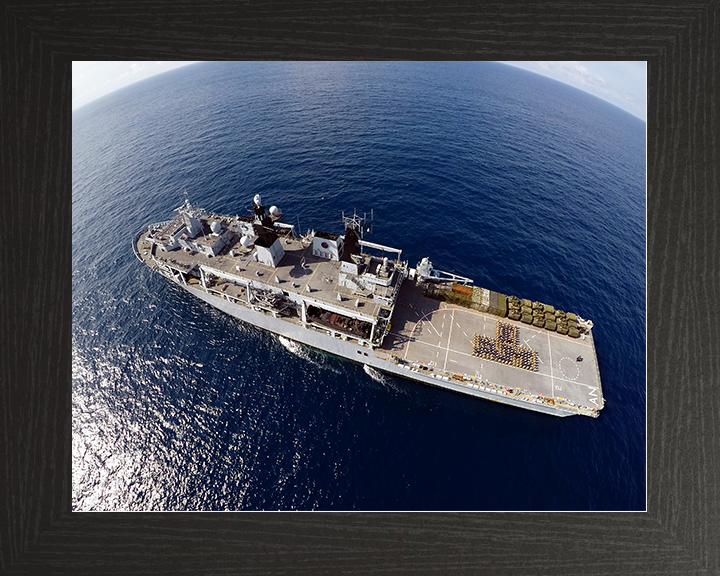 HMS Albion (L14) Royal Navy Albion Class Amphibious Ship From Above Photo Print Wall Art Naval Decor Posters, Prints, & Visual Artwork Hampshire Prints 10 x 8 Black Frame No