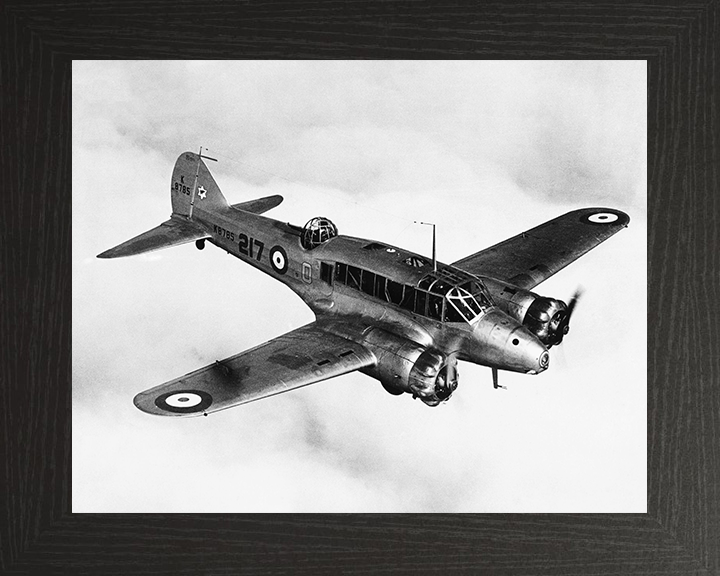 RAF Avro Anson Mark 1 in flight Photo Print - Royal Air Force Aircraft Hampshire Prints 10 x 8 Black Frame No