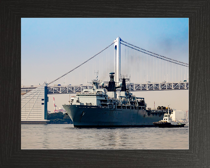 HMS Albion (L14) Royal Navy Albion Class Amphibious Ship With Tug Boats Photo Print Wall Art Naval Decor Posters, Prints, & Visual Artwork Hampshire Prints 10 x 8 Black Frame No