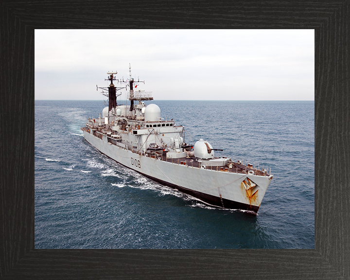 HMS Cardiff (D108) Royal Navy Type 42 Destroyer At Sea 2002 Photo Print Wall Art Decor Posters, Prints, & Visual Artwork Hampshire Prints 10 x 8 Black Frame No