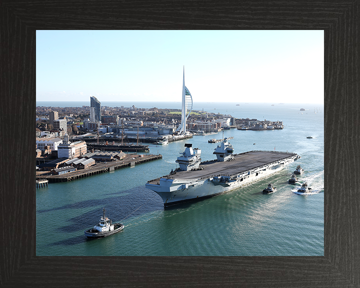 HMS Prince of Wales (R09) Photo Print - Homecoming 2025 - Royal Navy Queen Elizabeth Class Aircraft Carrier Posters, Prints, & Visual Artwork Hampshire Prints 10 x 8 Black Frame No