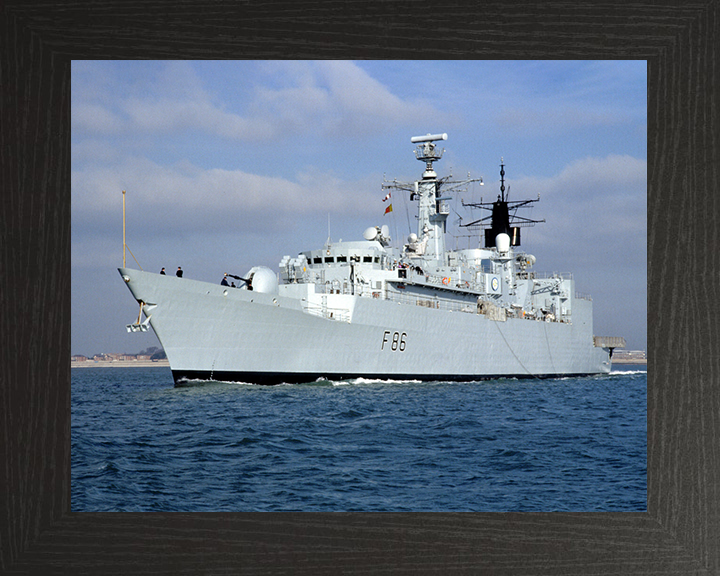 HMS Campbeltown (F86) Royal Navy Type 22 Frigate Low Port Side View Photo Print Naval Wall Art Decor Posters, Prints, & Visual Artwork Hampshire Prints 10 x 8 Black Frame No