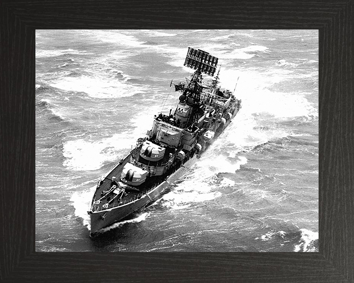 HMS Agincourt (D86) Photo Print - Port Bow View 1962 - Royal Navy Battle Class Destroyer Posters, Prints, & Visual Artwork Hampshire Prints 10 x 8 Black Frame No