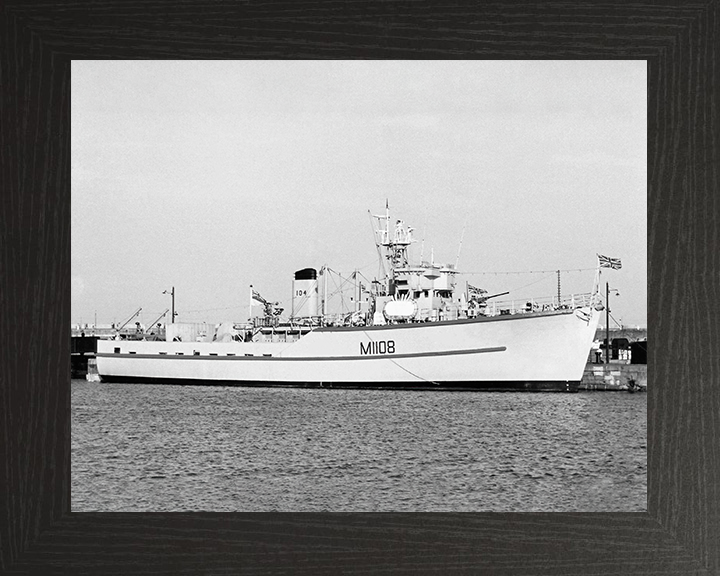 HMS Bevington (M1108) Royal Navy Ton Class Minesweeper Alongside Photo Print Wall Art Decor Posters, Prints, & Visual Artwork Hampshire Prints 10 x 8 Black Frame No