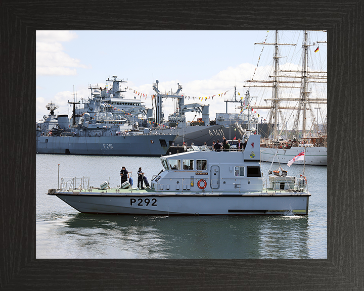 HMS Charger (P292) Royal Navy Archer Class Patrol Vessel Kiel Harbour 2022 Photo Print Wall Art Decor Posters, Prints, & Visual Artwork Hampshire Prints 10 x 8 Black Frame No