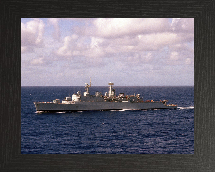 HMS London (D16) Photo Print - At Sea 1981 - Royal Navy County Class Destroyer Hampshire Prints 10 x 8 Black Frame No