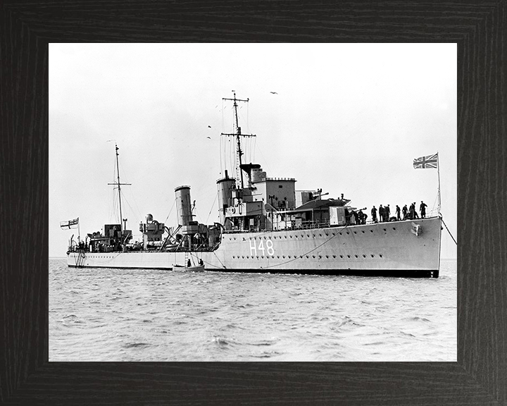 HMS Crescent (H48) Photo Print - At Anchor - Royal Navy C Class Destroyer Posters, Prints, & Visual Artwork Hampshire Prints 10 x 8 Black Frame No
