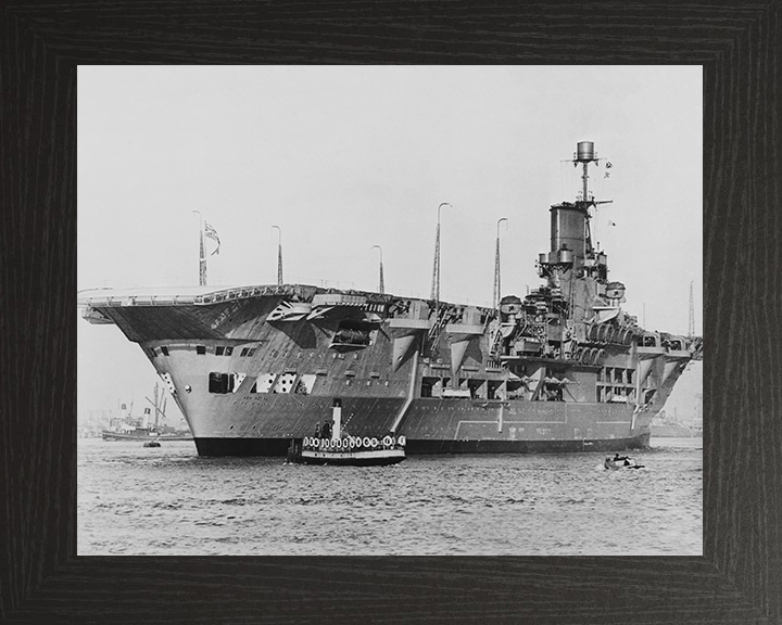HMS Ark Royal (91) Royal Navy Aircraft Carrier At Anchor Photo Print Wall Art Decor Posters, Prints, & Visual Artwork Hampshire Prints 10 x 8 Black Frame No