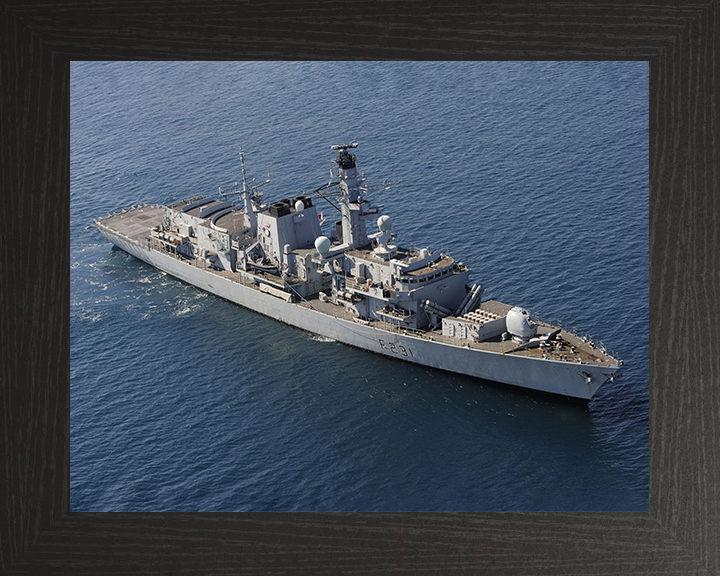 HMS Argyll (F231) Photo Print - Starboard View 2004 - Royal Navy Type 23 Frigate Hampshire Prints 10 x 8 Black Frame No
