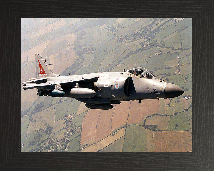 Harrier FA2 Jet Over the English Countryside Photo Print - Royal Navy Aircraft Posters, Prints, & Visual Artwork Hampshire Prints 10 x 8 Black Frame No
