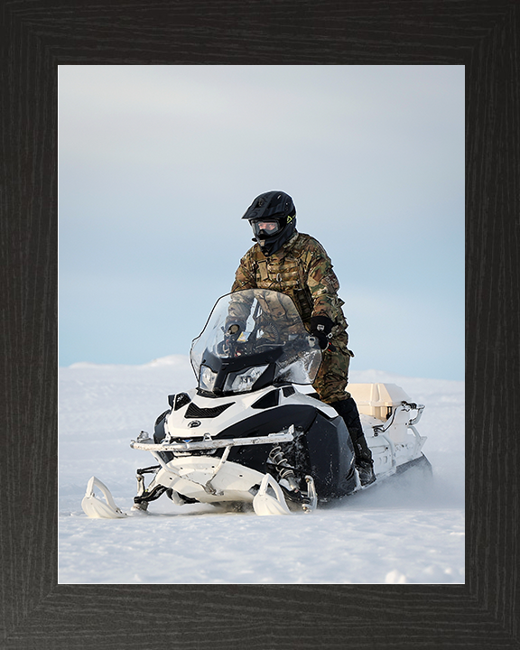 Royal Marine Commando Drives an Oversnow Reconnaissance Vehicle Photo Print in Norway Marines Wall Art Military Decor Posters, Prints, & Visual Artwork Hampshire Prints 10 x 8 Black Frame No