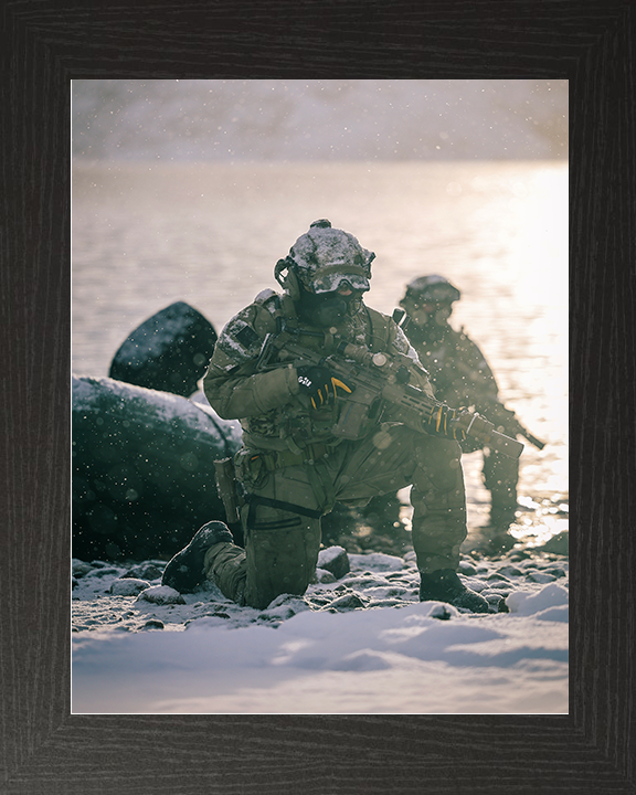 Royal Marines Kneeling During beach assault Photo Print 30 Commando Wall Art Military Decor Posters, Prints, & Visual Artwork Hampshire Prints 10 x 8 Black Frame No