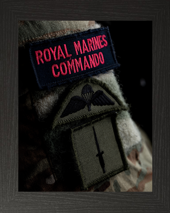 Royal Marines Commando Uniform Patches Closeup Photo Print Hampshire Prints 10 x 8 Black Frame No