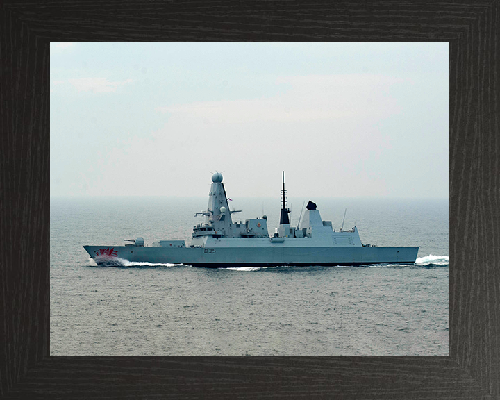 HMS Dragon (D35) Photo Print - At Sea 2018 - Royal Navy Type 45 Destroyer Hampshire Prints 10 x 8 Black Frame No