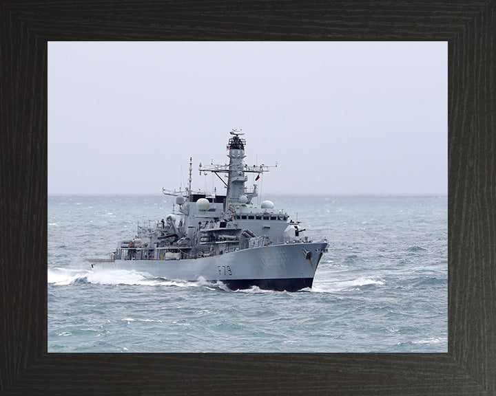 HMS Portland (F79) Photo Print - At Sea - Royal Navy Type 23 Frigate Hampshire Prints 10 x 8 Black Frame No