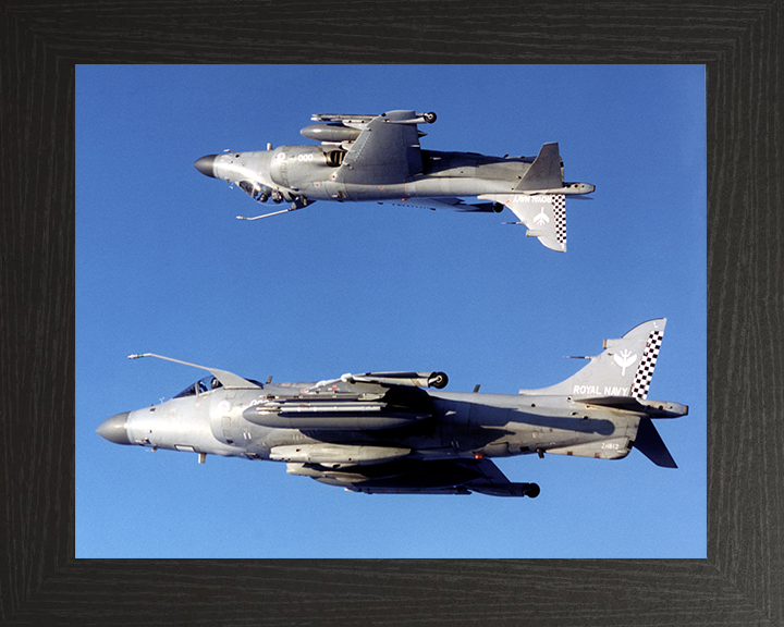 Harrier Jet inverted over a Harrier Photo Print - Royal Navy Aircraft Posters, Prints, & Visual Artwork Hampshire Prints 10 x 8 Black Frame No