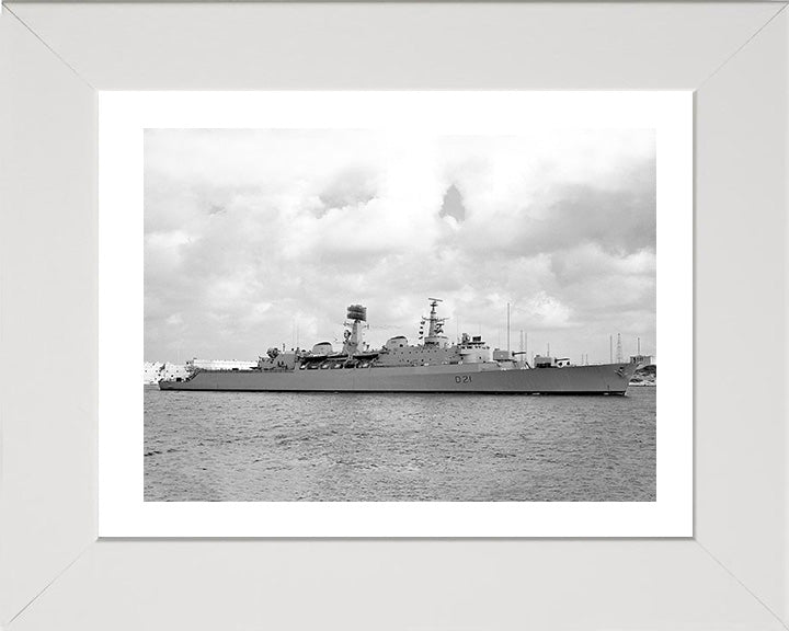 HMS Norfolk (D21) Photo Print - Starboard Beam View - Royal Navy County Class Destroyer Hampshire Prints 10 x 8 White Frame Yes