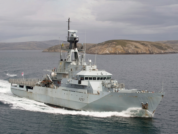 HMS Clyde P257 River Class Patrol Vessel 5 February 2014 High Starboard View
