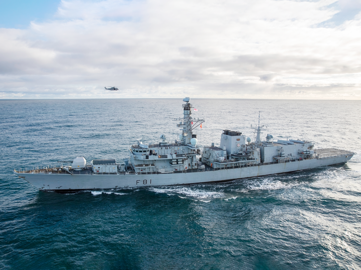 HMS Sutherland F81 Type 23 Frigate February 2020 Port Beam View