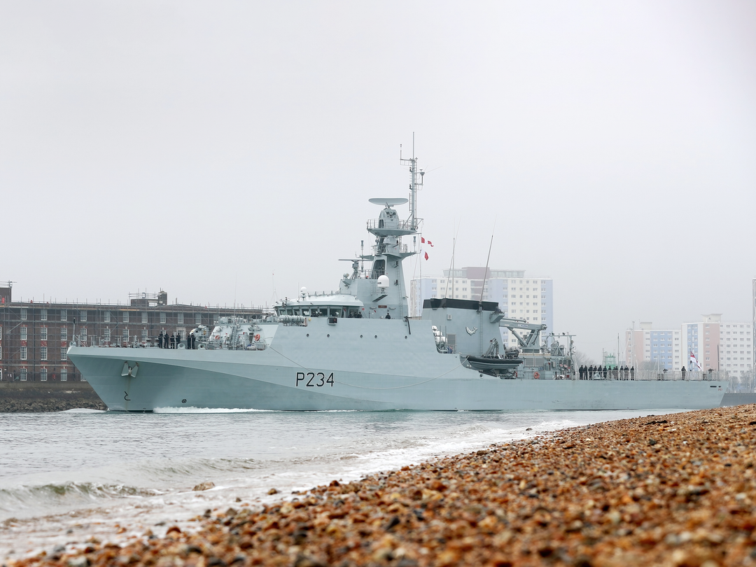 HMS Spey P234 River Class Patrol Vessel February 2021 Leaving Portsmouth Photo Print - Posters, Prints, & Visual Artwork - by Hampshire Prints (image 1 of 9)