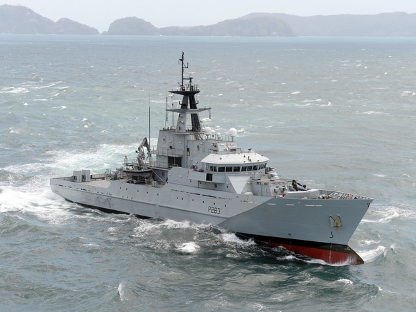 HMS Mersey P283 River Class Patrol Vessel March 2016 Starboard Bow View