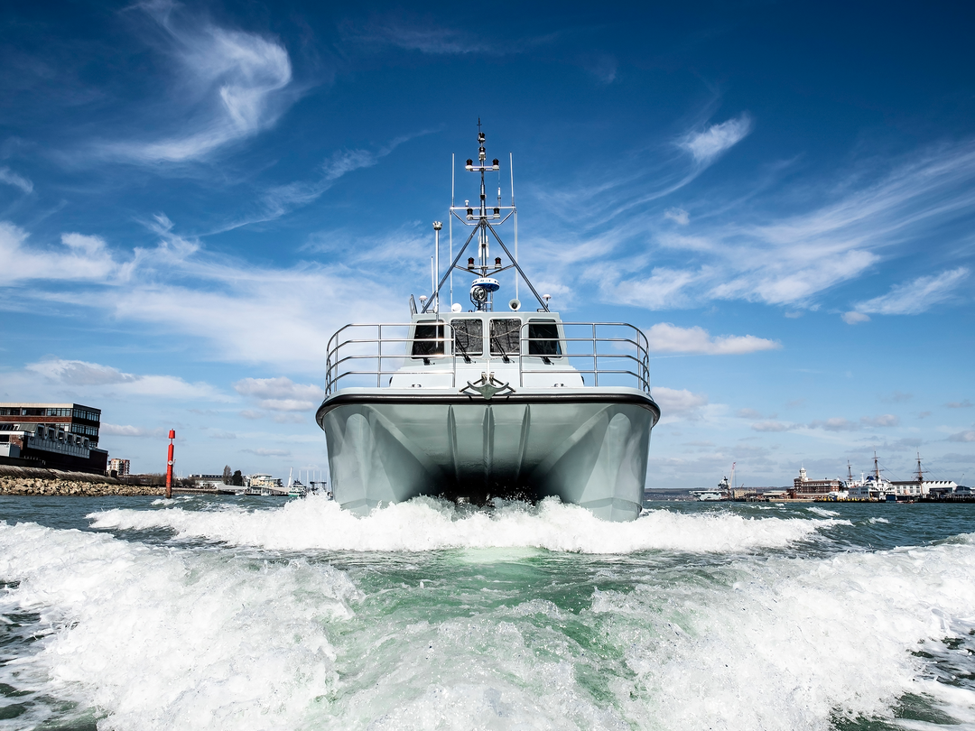 HMS Magpie H130 Coastal Survey Vessel March 2019 Bow View Photo Print - Posters, Prints, & Visual Artwork - by Hampshire Prints (image 1 of 9)