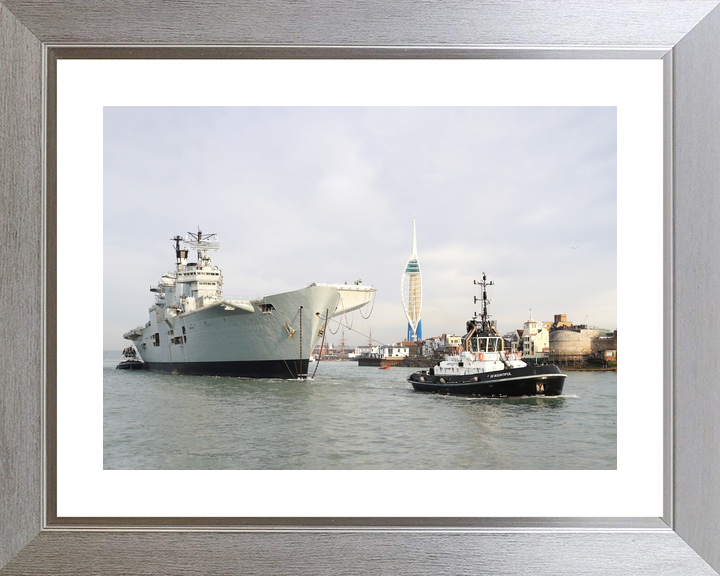 HMS Illustrious (R06) Royal Navy Invincible Class Aircraft Carrier Leaving Portsmouth Photo Print Wall Art Decor - Posters, Prints, & Visual Artwork - by Hampshire Prints (image 6 of 9)