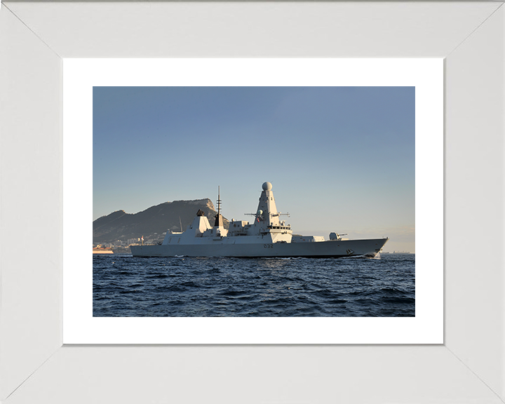 HMS Daring (D32) Photo Print - Off Gibraltar 2012 - Royal Navy Type 45 Destroyer Posters, Prints, & Visual Artwork Hampshire Prints 10 x 8 White Frame Yes