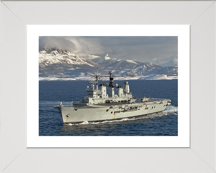 HMS Ark Royal (R07) Photo Print - Norway 2008 - Royal Navy Invincible Class Aircraft Carrier Hampshire Prints 10 x 8 White Frame Yes