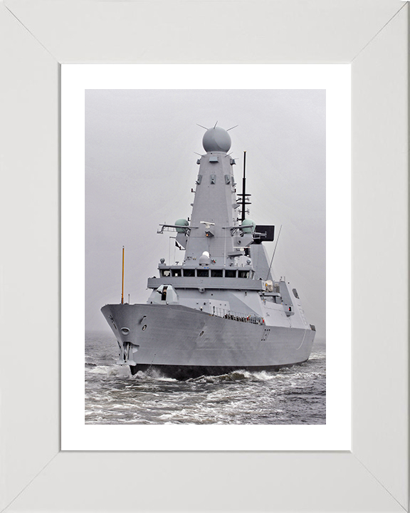 HMS Duncan (D37) Photo Print - Sea Trials - Royal Navy Type 45 Destroyer Hampshire Prints 10 x 8 White Frame Yes