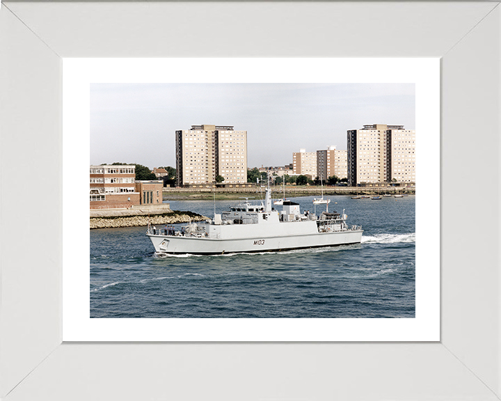 HMS Cromer (M103) Photo Print - Leaving Portsmouth 1999 - Royal Navy Sandown Class Minehunter