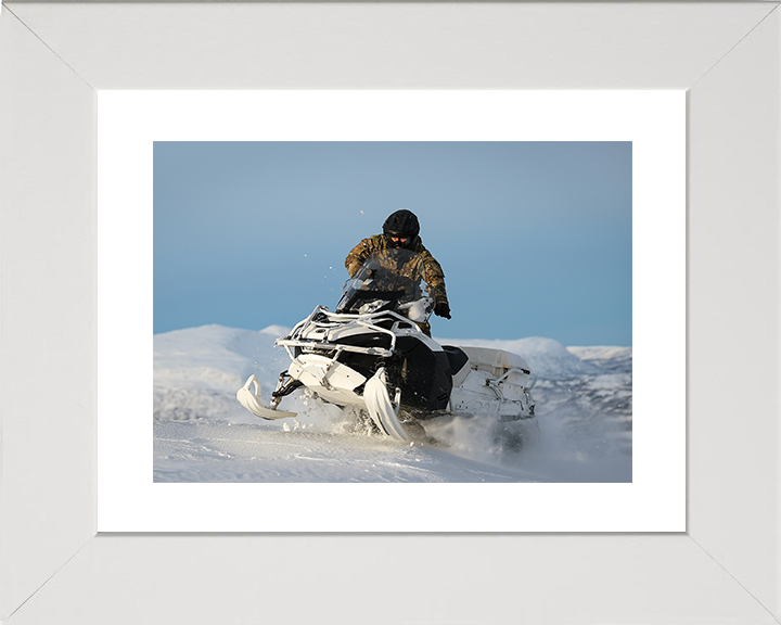 Royal Marine Commando Drives an Oversnow Reconnaissance Vehicle Photo Print Marines Wall Art Military Decor Posters, Prints, & Visual Artwork Hampshire Prints 10 x 8 White Frame Yes