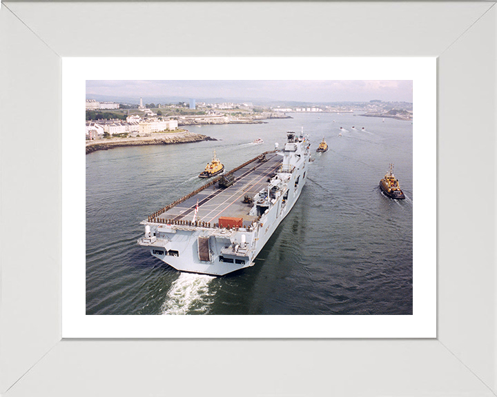 HMS Ocean (L12) Photo Print - Departs Devonport 2001 - Royal Navy Landing Platform Helicopter