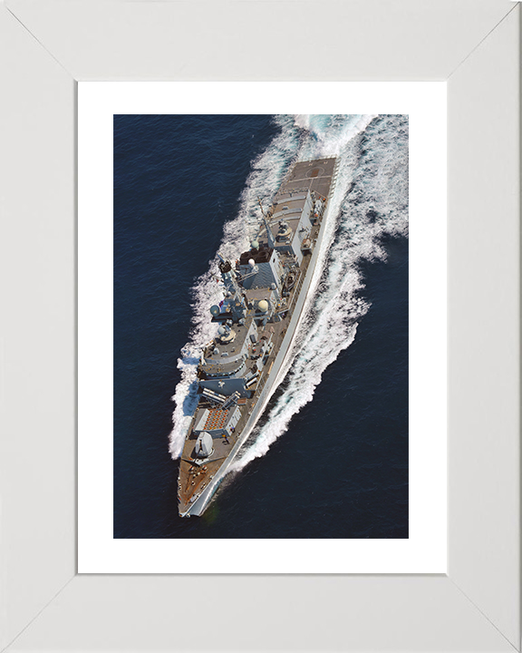 HMS Monmouth (F235) Photo Print - from Above 2012 - Royal Navy Type 23 Frigate Hampshire Prints 10 x 8 White Frame Yes