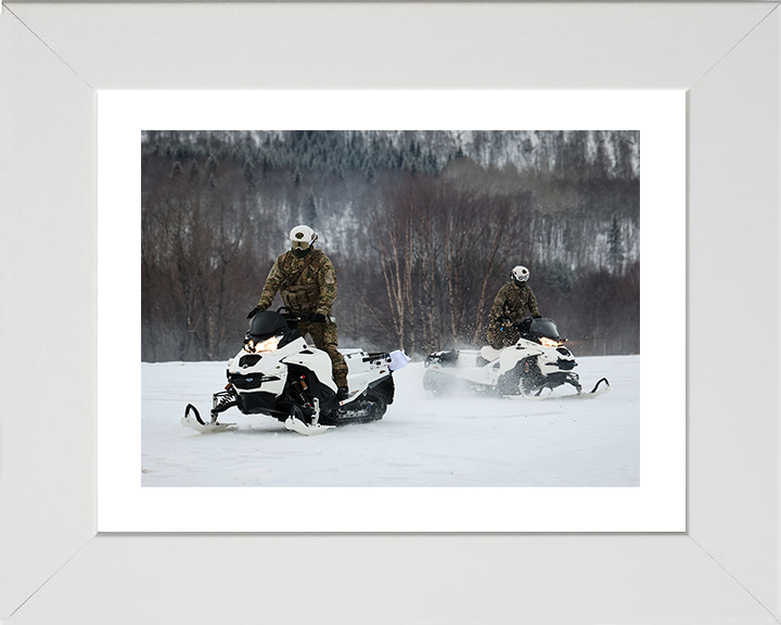 Royal Marine Commandos Ride a Snowmobile Norway 2026 Photo Print - 45 Commando Posters, Prints, & Visual Artwork Hampshire Prints 10 x 8 White Frame Yes