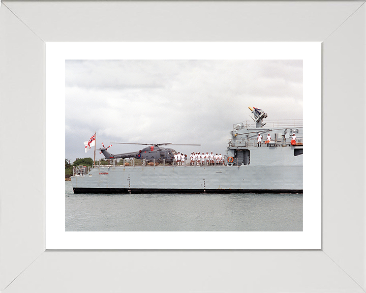 HMS Amazon (F169) Photo Print - Pearl Harbour 1986 - Royal Navy Type 21 Frigate Hampshire Prints 10 x 8 White Frame Yes