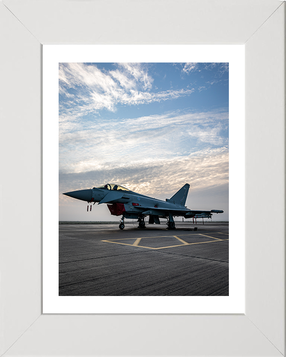 RAF Typhoon on a runway Photo Print - Royal Air Force Aircraft Hampshire Prints 10 x 8 White Frame Yes