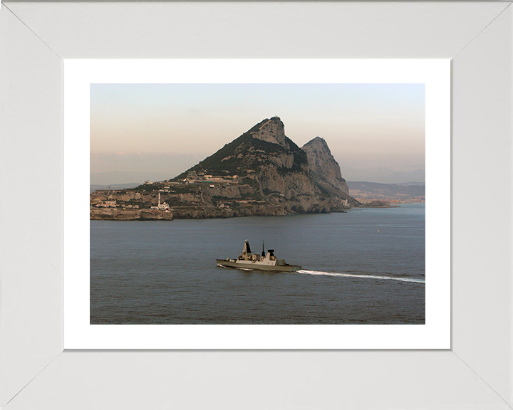 HMS Defender (D36) Photo Print - Gibraltar 2015 - Royal Navy Type 45 Destroyer Hampshire Prints 10 x 8 White Frame Yes