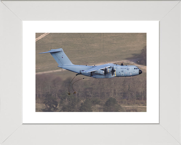 RAF A400M Atlas Dropping Parachute Regiment Soldiers Photo Print Royal Air Force Aircraft Wall Art Posters, Prints, & Visual Artwork Hampshire Prints 10 x 8 White Frame Yes