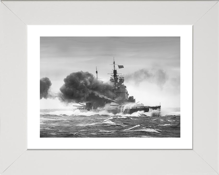 HMS Duke of York (17) Photo Print - Broadside 1943 - Royal Navy King George V Class Battleship Posters, Prints, & Visual Artwork Hampshire Prints 10 x 8 White Frame Yes