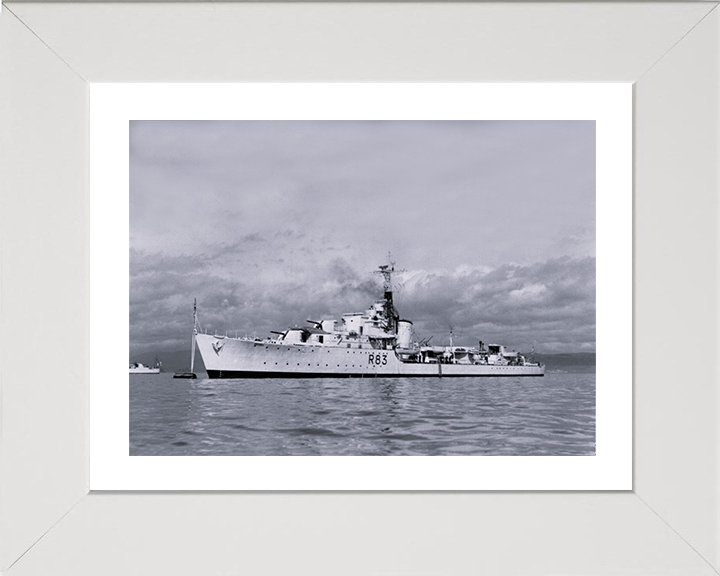 HMS Ulster (R83) - At a Buoy 1946 - Royal Navy U Type Destroyer Photo Print Wall Art Naval Decor UK Posters, Prints, & Visual Artwork Hampshire Prints 10 x 8 White Frame Yes