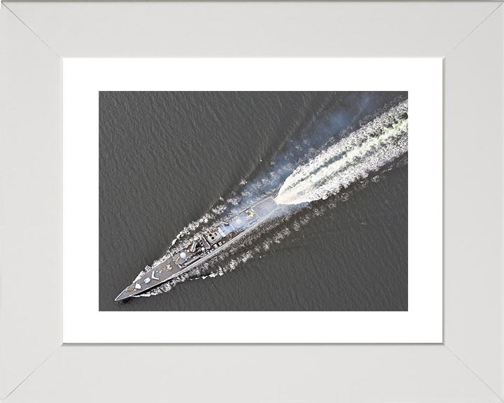 HMS Edinburgh (D97) Royal Navy Type 42 Destroyer From Above Photo Print Wall Art Decor Posters, Prints, & Visual Artwork Hampshire Prints 10 x 8 White Frame Yes