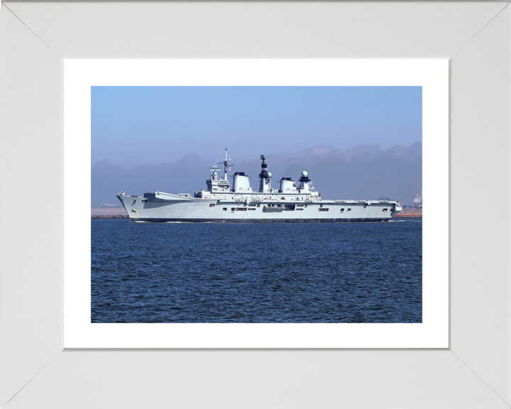 HMS Illustrious (R06) Photo Print - Port Amsterdam 2009 - Royal Navy Invincible Class Aircraft Carrier Hampshire Prints 10 x 8 White Frame Yes