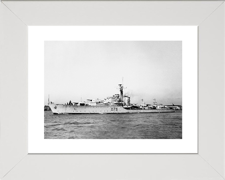 HMS Cadiz (D79) Royal Navy Battle Class Destroyer Port Side View Photo Print Wall Art Decor Posters, Prints, & Visual Artwork Hampshire Prints 10 x 8 White Frame Yes